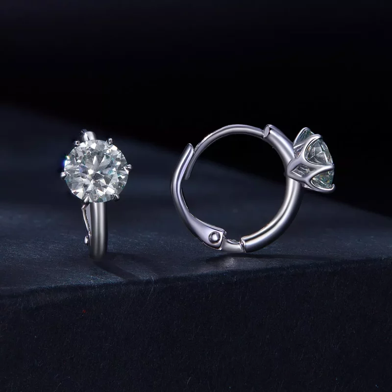 (imagen para) Estilo Pandora Aros de Aro de Moissanita de 1Ct (Un Certificado) - MSE037 - Ver 2