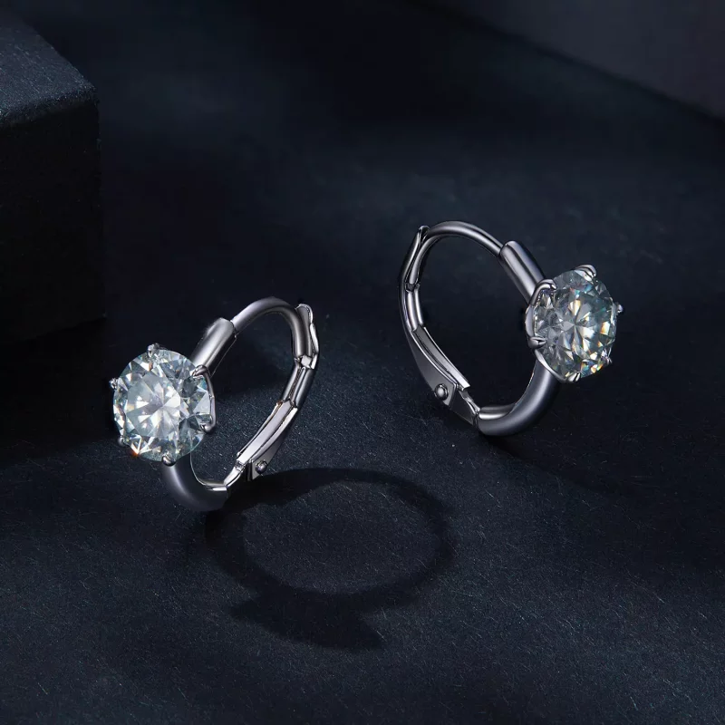 (imagen para) Estilo Pandora Aros de Aro de Moissanita de 1Ct (Un Certificado) - MSE037 - Ver 3