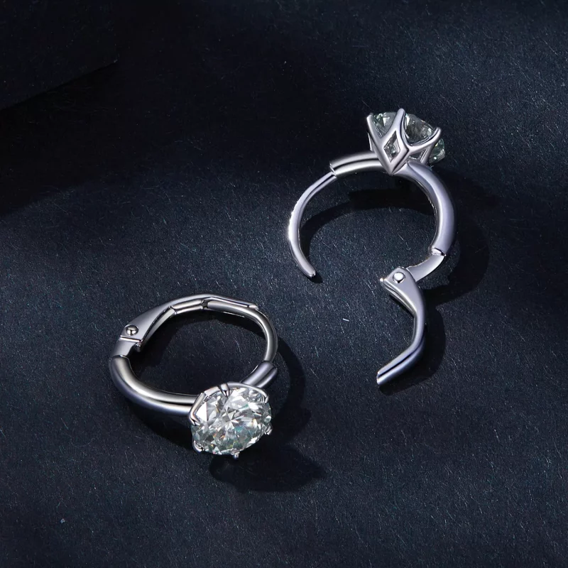 (imagen para) Estilo Pandora Aros de Aro de Moissanita de 1Ct (Un Certificado) - MSE037 - Ver 4