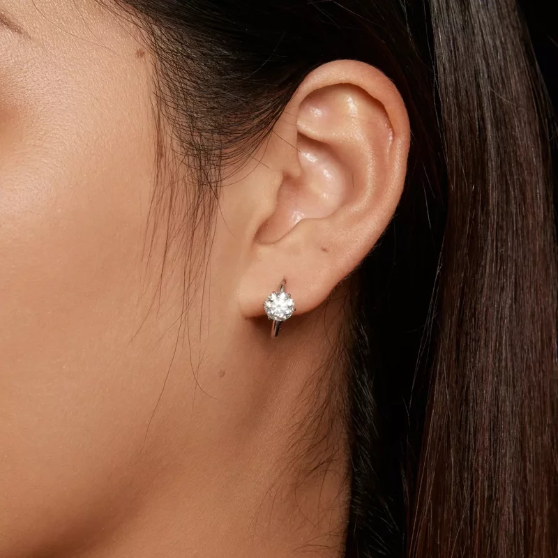 (imagen para) Estilo Pandora Aros de Aro de Moissanita de 1Ct (Un Certificado) - MSE037 - Ver 5