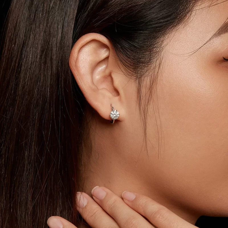 (imagen para) Estilo Pandora Aros de Aro de Moissanita de 1Ct (Un Certificado) - MSE037 - Ver 7