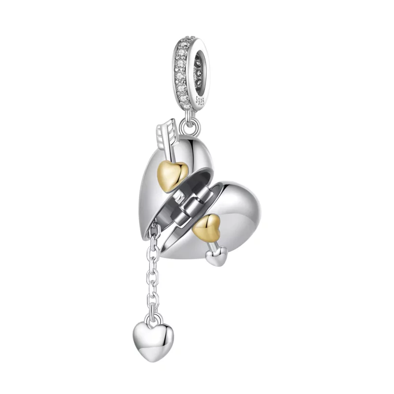 (imagen para) Estilo Pandora - Colgante con forma de corazón abrible - BSC804 - Ver 3
