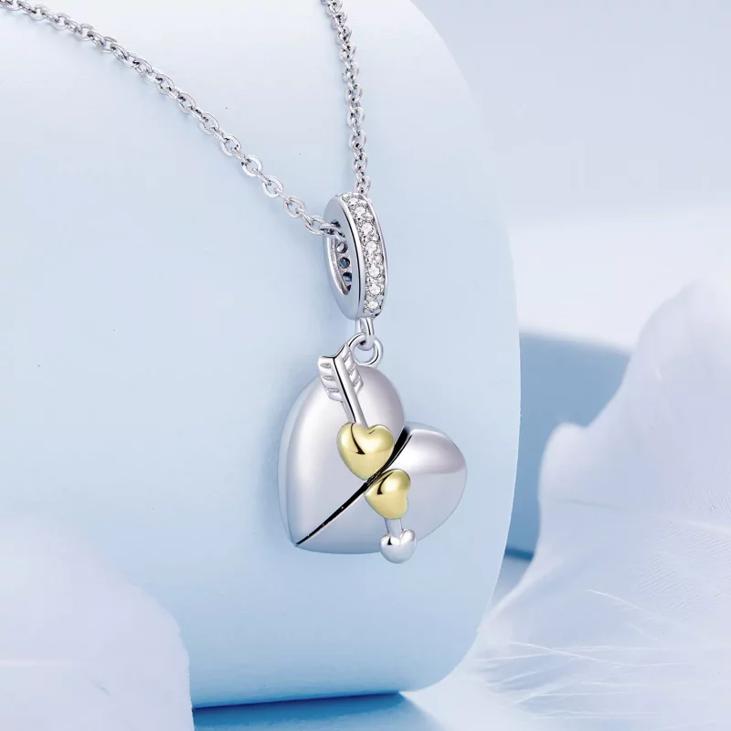 (imagen para) Estilo Pandora - Colgante con forma de corazón abrible - BSC804 - Ver 4