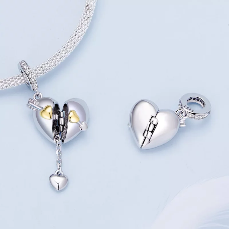 (imagen para) Estilo Pandora - Colgante con forma de corazón abrible - BSC804 - Ver 6