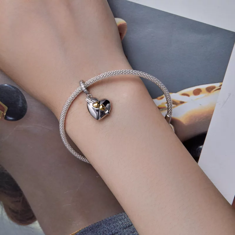 (imagen para) Estilo Pandora - Colgante con forma de corazón abrible - BSC804 - Ver 7