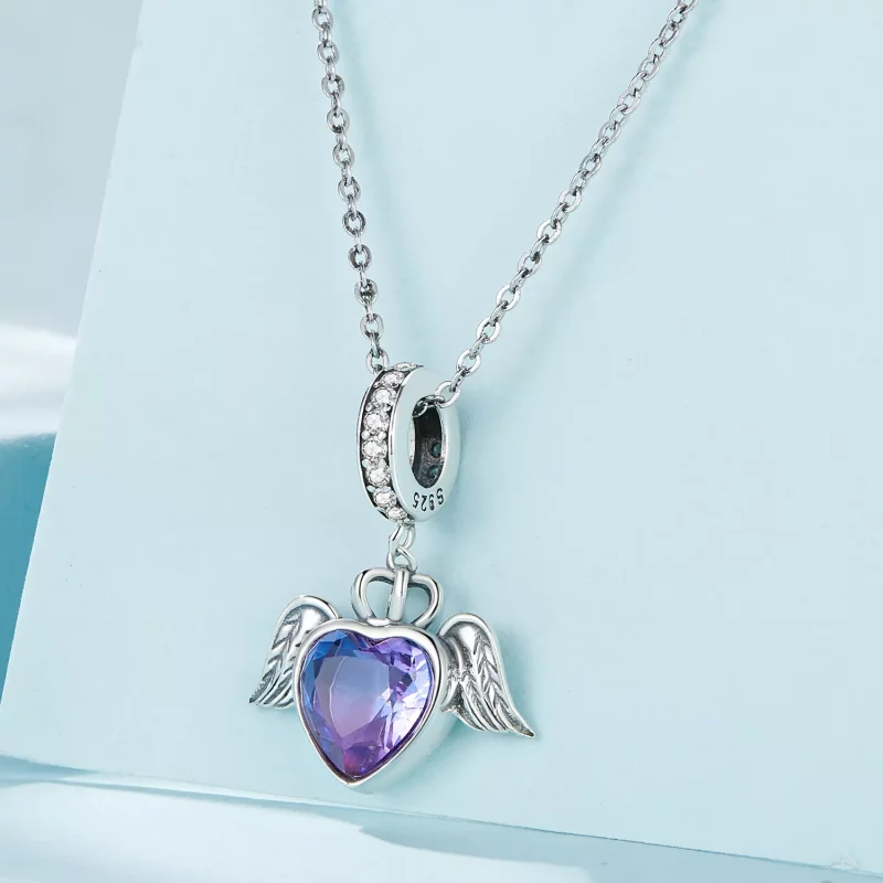 (imagen para) Estilo Pandora, Colgante en forma de corazón con alas - SCC2587 - Ver 3