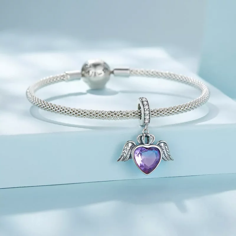 (imagen para) Estilo Pandora, Colgante en forma de corazón con alas - SCC2587 - Ver 4