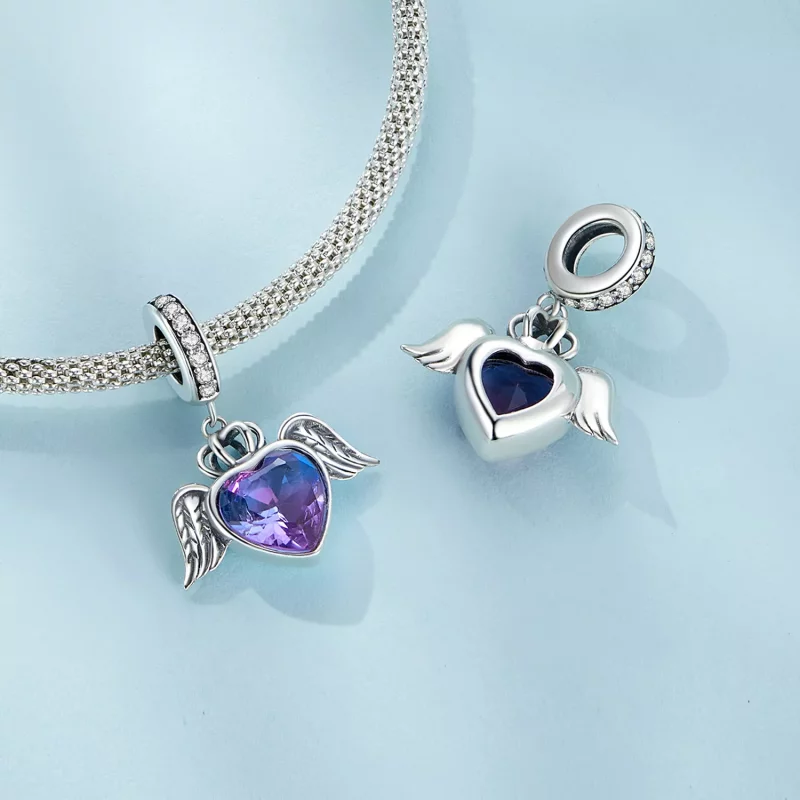 (imagen para) Estilo Pandora, Colgante en forma de corazón con alas - SCC2587 - Ver 5