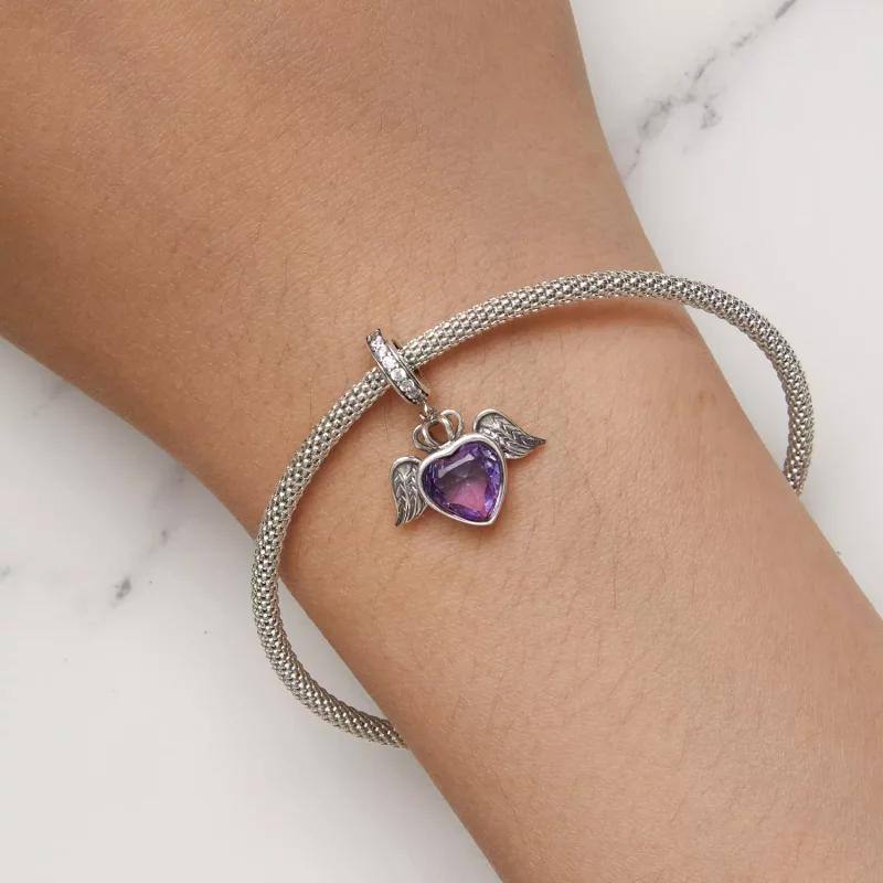 (imagen para) Estilo Pandora, Colgante en forma de corazón con alas - SCC2587 - Ver 8