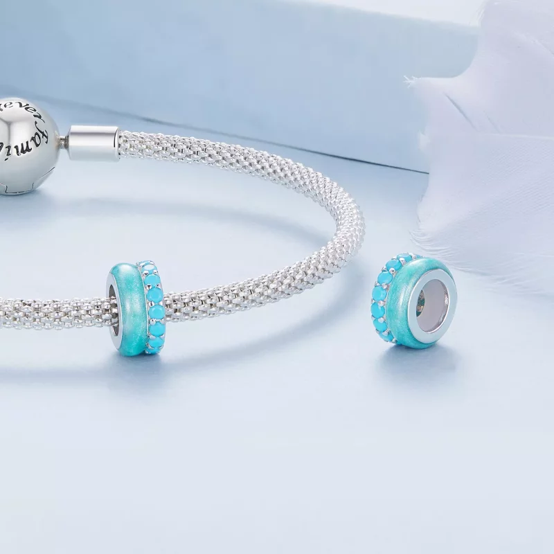 (imagen para) Estilo Pandora Doble Capa Azul Separador de Silicona - BSC883-TQ - Ver 4