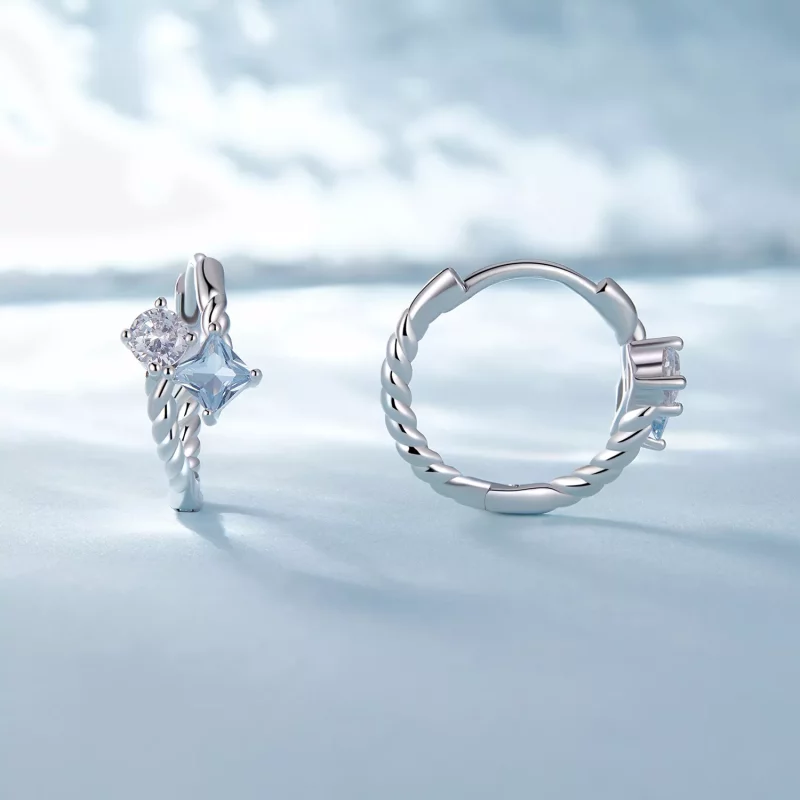 (imagen para) Estilo Pandora Exquisitos Aros con Incrustaciones de Piedras - SCE1587 - Ver 2