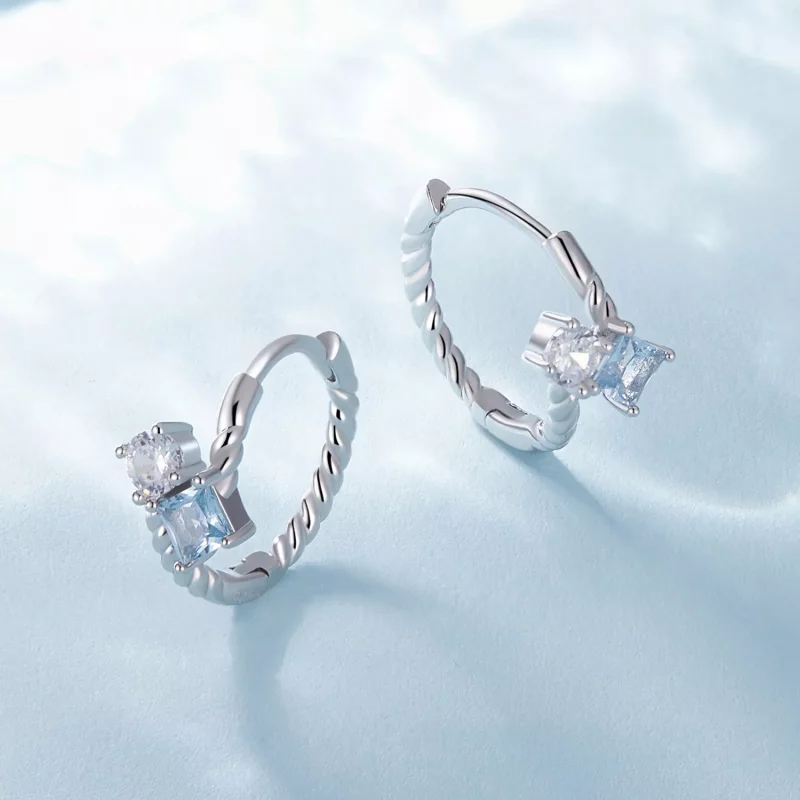 (imagen para) Estilo Pandora Exquisitos Aros con Incrustaciones de Piedras - SCE1587 - Ver 3