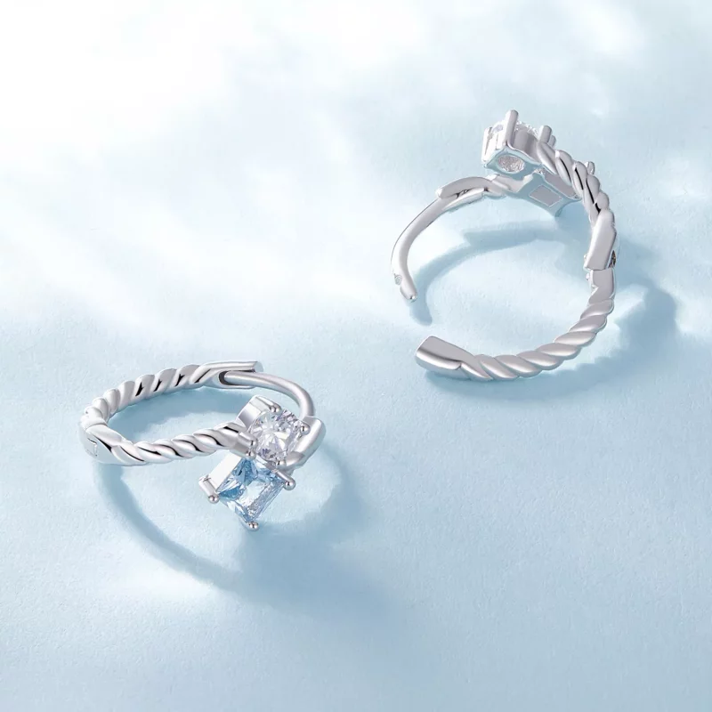 (imagen para) Estilo Pandora Exquisitos Aros con Incrustaciones de Piedras - SCE1587 - Ver 4