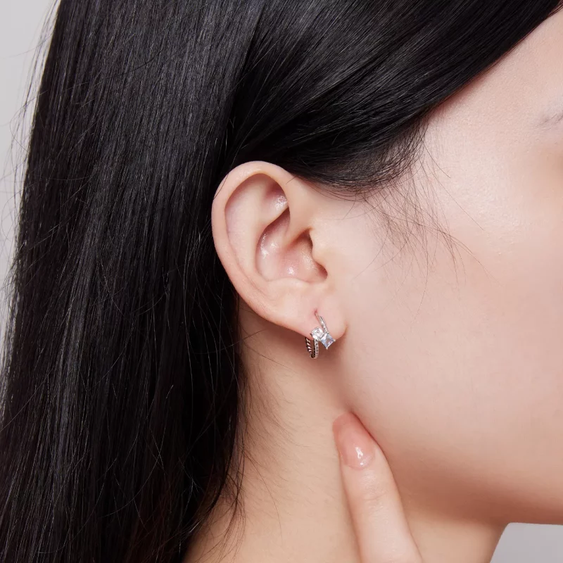 (imagen para) Estilo Pandora Exquisitos Aros con Incrustaciones de Piedras - SCE1587 - Ver 5