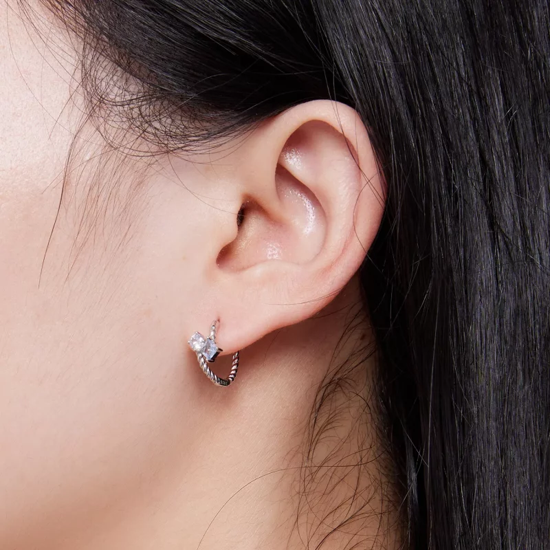 (imagen para) Estilo Pandora Exquisitos Aros con Incrustaciones de Piedras - SCE1587 - Ver 7