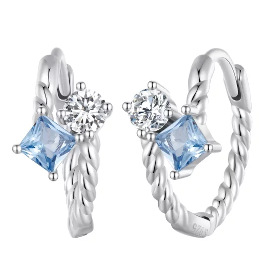 (imagen para) Estilo Pandora Exquisitos Aros con Incrustaciones de Piedras - SCE1587