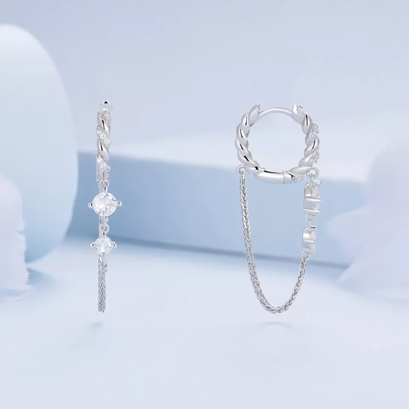 (imagen para) Estilo Pandora Exquisitos Pendientes de Aro con Borla - BSE822 - Ver 2