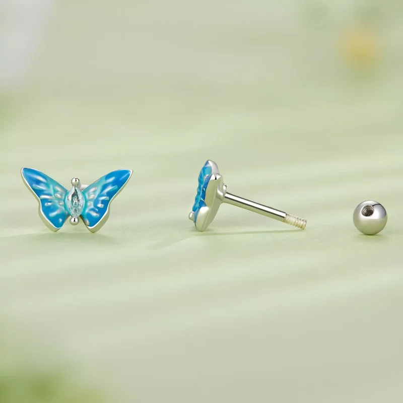(imagen para) Estilo Pandora Exquisitos Pendientes de Mariposa - SCE1571 - Ver 3