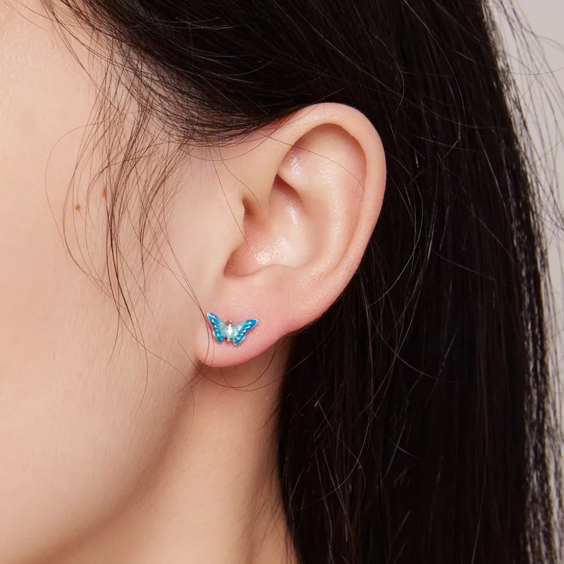 (imagen para) Estilo Pandora Exquisitos Pendientes de Mariposa - SCE1571 - Ver 5