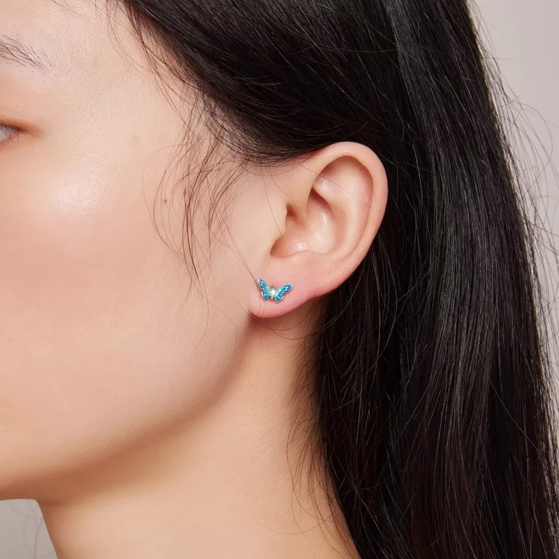 (imagen para) Estilo Pandora Exquisitos Pendientes de Mariposa - SCE1571 - Ver 7