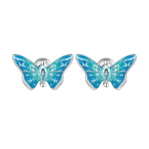 (imagen para) Estilo Pandora Exquisitos Pendientes de Mariposa - SCE1571