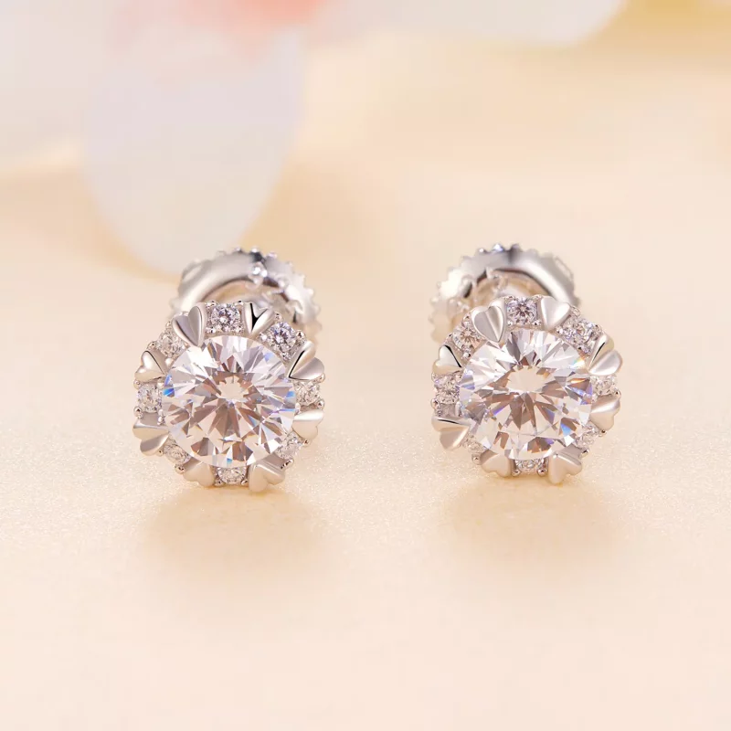 (imagen para) Estilo Pandora Exquisitos Pendientes de Moissanita con Certificados (Dos Certifi - Ver 2