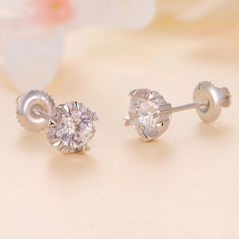 (imagen para) Estilo Pandora Exquisitos Pendientes de Moissanita con Certificados (Dos Certifi - Ver 3