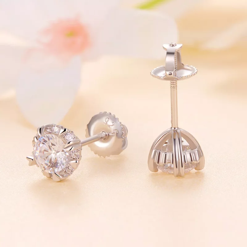 (imagen para) Estilo Pandora Exquisitos Pendientes de Moissanita con Certificados (Dos Certifi - Ver 4