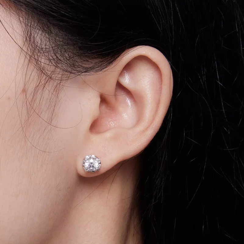 (imagen para) Estilo Pandora Exquisitos Pendientes de Moissanita con Certificados (Dos Certifi - Ver 5