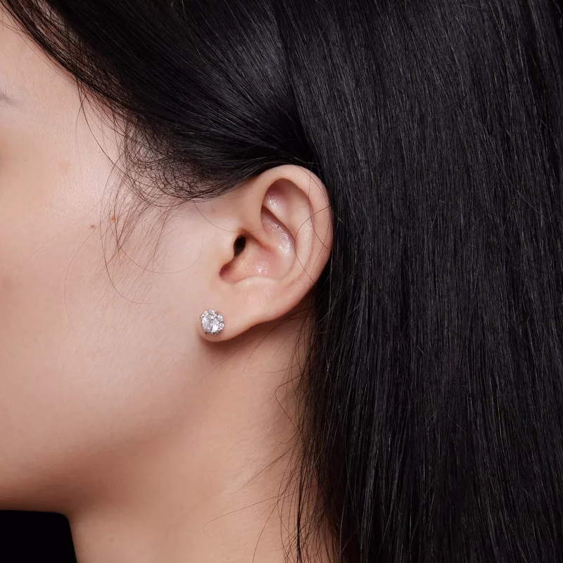 (imagen para) Estilo Pandora Exquisitos Pendientes de Moissanita con Certificados (Dos Certifi - Ver 6