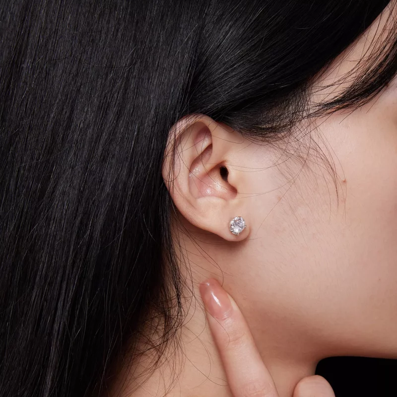 (imagen para) Estilo Pandora Exquisitos Pendientes de Moissanita con Certificados (Dos Certifi - Ver 7