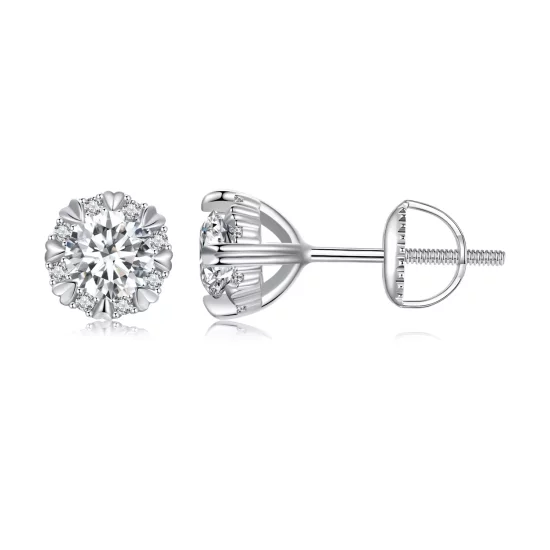 (imagen para) Estilo Pandora Exquisitos Pendientes de Moissanita con Certificados (Dos Certificados) - MSE017
