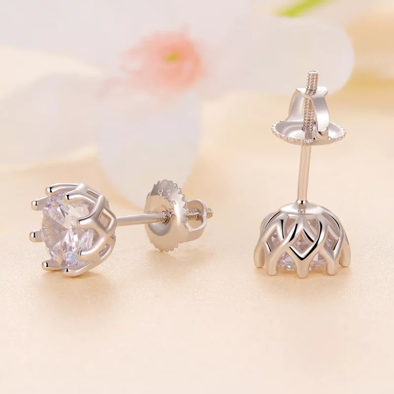 (imagen para) Estilo Pandora Exquisitos Pendientes de Moissanita (Dos Certificados) - MSE016-L - Ver 3