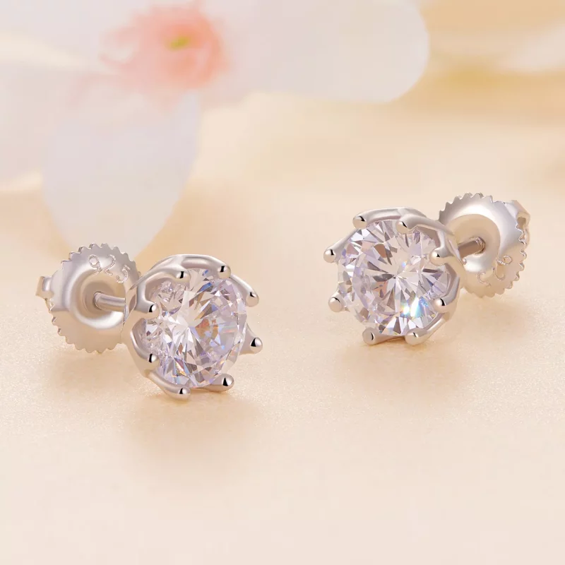 (imagen para) Estilo Pandora Exquisitos Pendientes de Moissanita (Dos Certificados) - MSE016-L - Ver 4