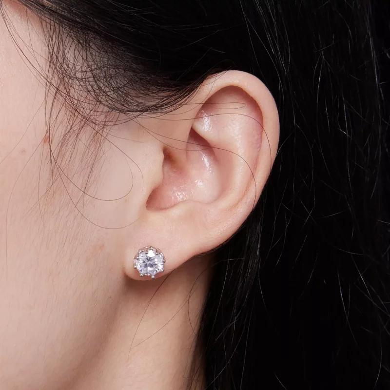 (imagen para) Estilo Pandora Exquisitos Pendientes de Moissanita (Dos Certificados) - MSE016-L - Ver 5
