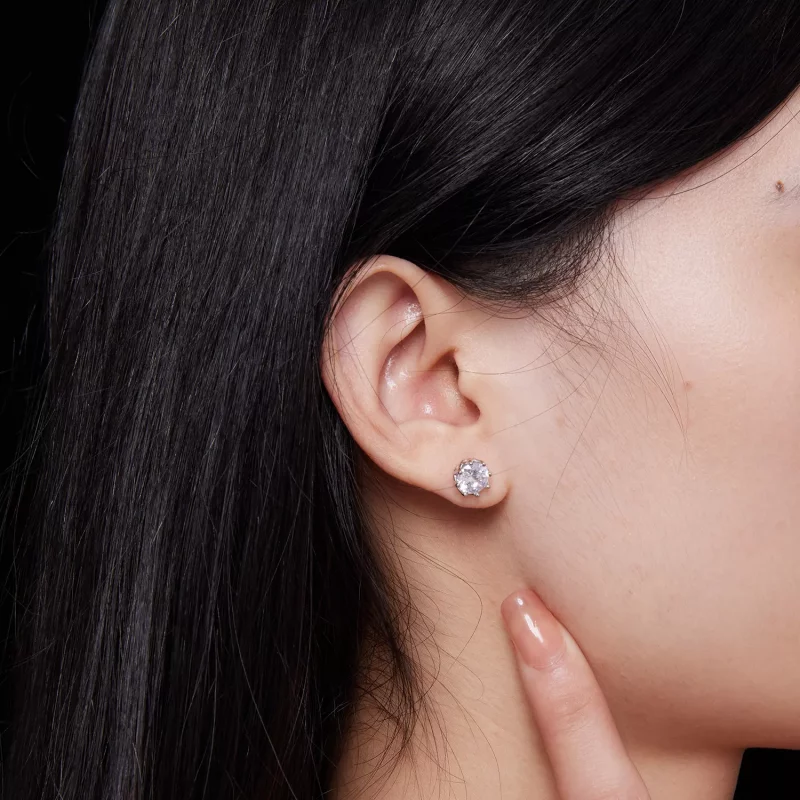 (imagen para) Estilo Pandora Exquisitos Pendientes de Moissanita (Dos Certificados) - MSE016-L - Ver 7