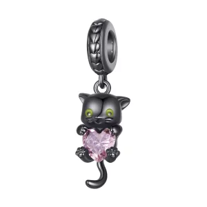 (imagen para) Estilo Pandora Gato Negro Colgante - BSC800