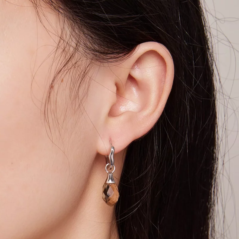 (imagen para) Estilo Pandora Lujosos Pendientes de Aro en Forma de Gota de Agua - BSE814 - Ver 5