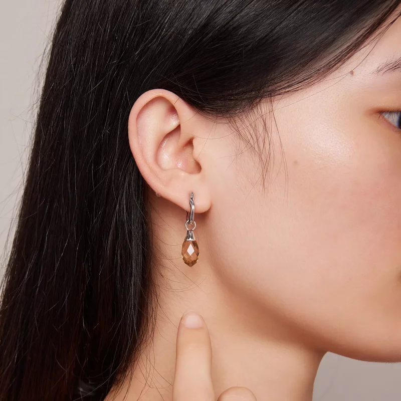 (imagen para) Estilo Pandora Lujosos Pendientes de Aro en Forma de Gota de Agua - BSE814 - Ver 6