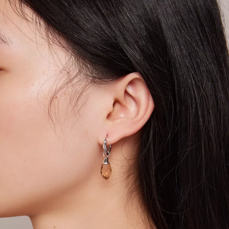 (imagen para) Estilo Pandora Lujosos Pendientes de Aro en Forma de Gota de Agua - BSE814 - Ver 7