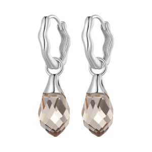 Estilo Pandora Lujosos Pendientes de Aro en Forma de Gota de Agua - BSE814 (imagen para) Estilo Pandora Lujosos Pendientes de Aro en Forma de Gota de Agua - BSE814