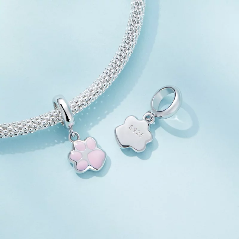 (imagen para) Estilo Pandora Mini Colgante Garra de Gato Blanco - SCC2476-A - Ver 4