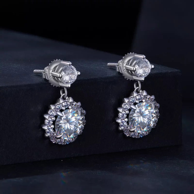 (imagen para) Estilo Pandora Pendientes de 1Ct Moissanite - MSE028 - Ver 2