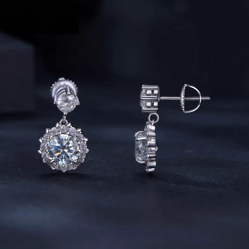 (imagen para) Estilo Pandora Pendientes de 1Ct Moissanite - MSE028 - Ver 3