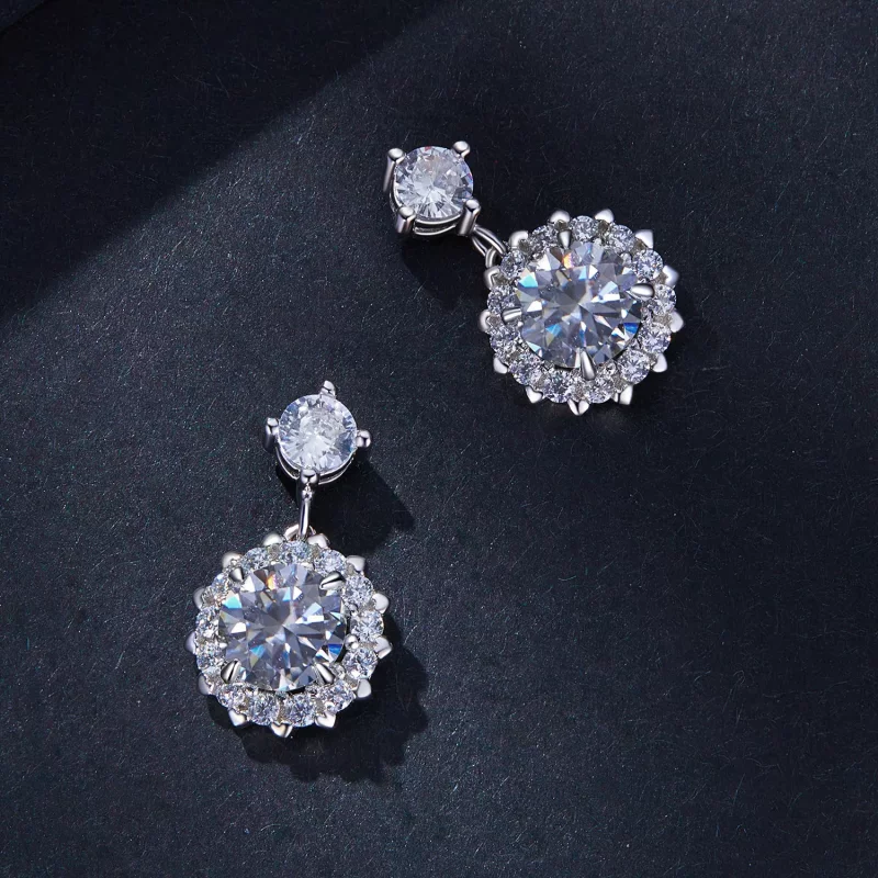(imagen para) Estilo Pandora Pendientes de 1Ct Moissanite - MSE028 - Ver 4