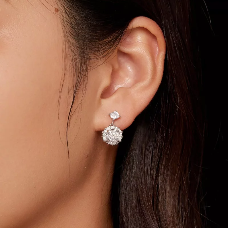 (imagen para) Estilo Pandora Pendientes de 1Ct Moissanite - MSE028 - Ver 5
