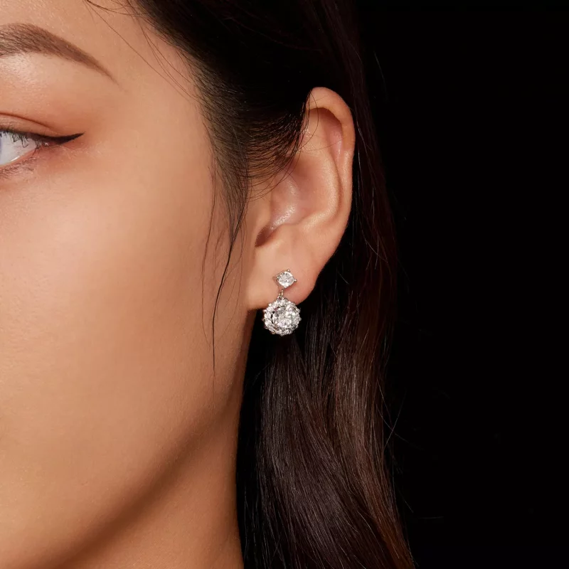 (imagen para) Estilo Pandora Pendientes de 1Ct Moissanite - MSE028 - Ver 7