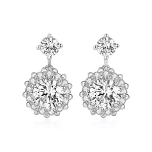Estilo Pandora Pendientes de 1Ct Moissanite - MSE028 (imagen para) Estilo Pandora Pendientes de 1Ct Moissanite - MSE028