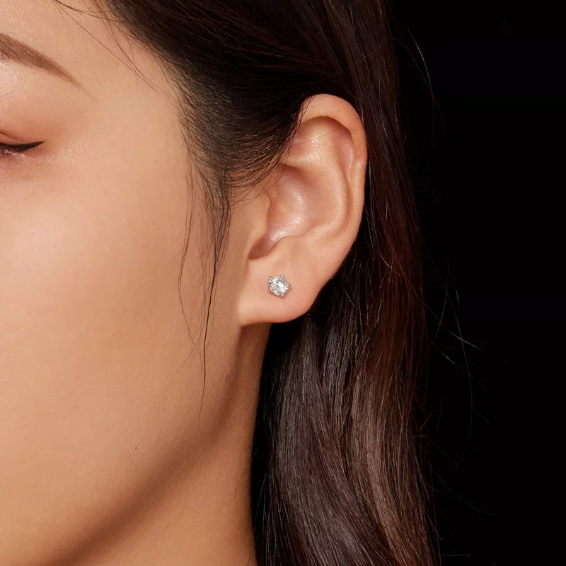 (imagen para) Estilo Pandora Pendientes de Tachuelas de Moissanita de 0.5Ct - MSE024-S - Ver 2