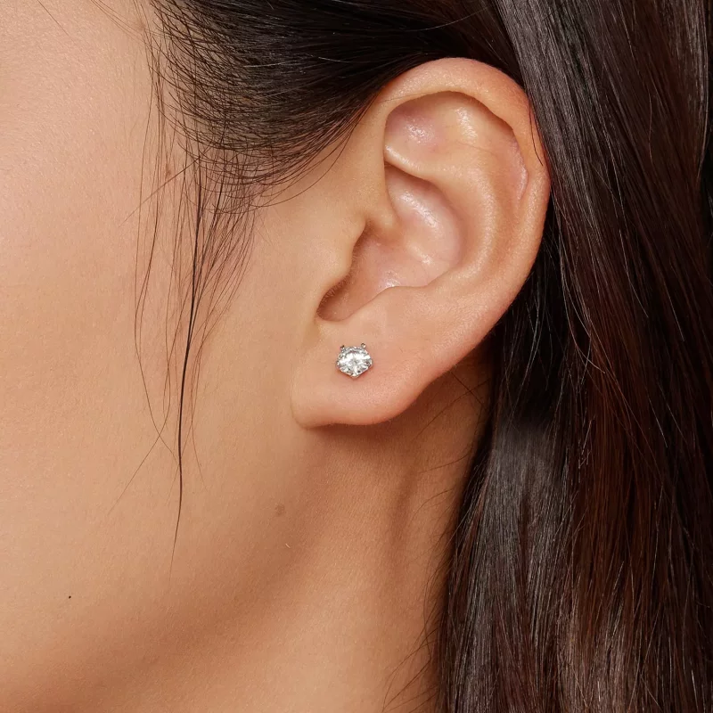 (imagen para) Estilo Pandora Pendientes de Tachuelas de Moissanita de 0.5Ct - MSE024-S - Ver 3
